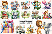 Cute Safari Party Animal Watercolor, an Illustration by Pixels.Craft (Thumbnail 1 of 7)