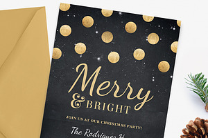 Holiday Party Invite - Gold Confetti