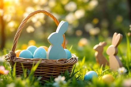 Colored or decorated Easter eggs, a Holiday Photo by Volff