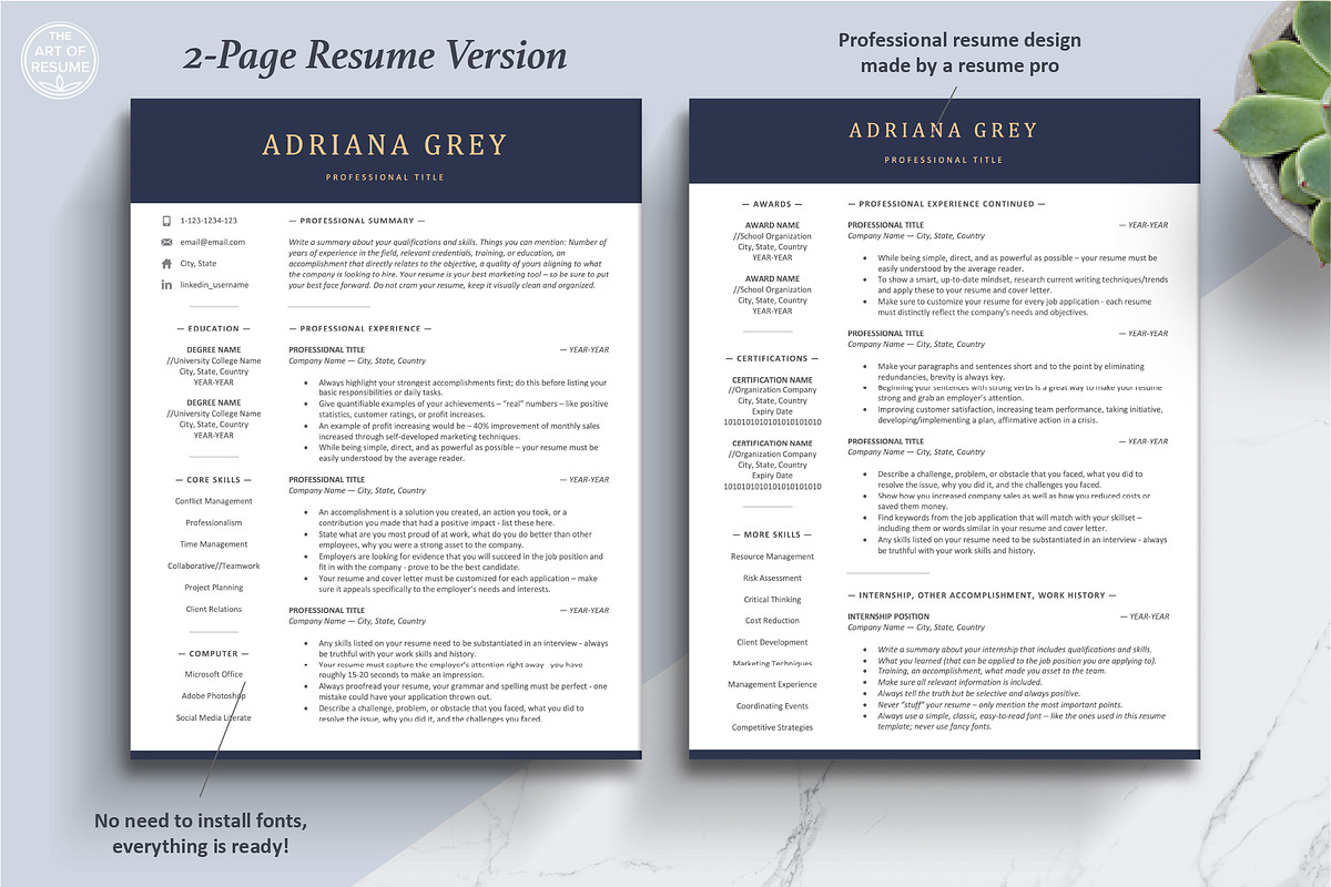 Professional Resume Template Design, a Resume Template by The Art of Resume (Photo 4 of 8)