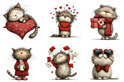 Quirky valentines cats clipart, an Illustration by CreationArt (Thumbnail 5 of 6)