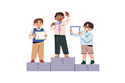Kids celebrating win on pedestal set, a Person Illustration by PaperTrident (Thumbnail 4 of 5)