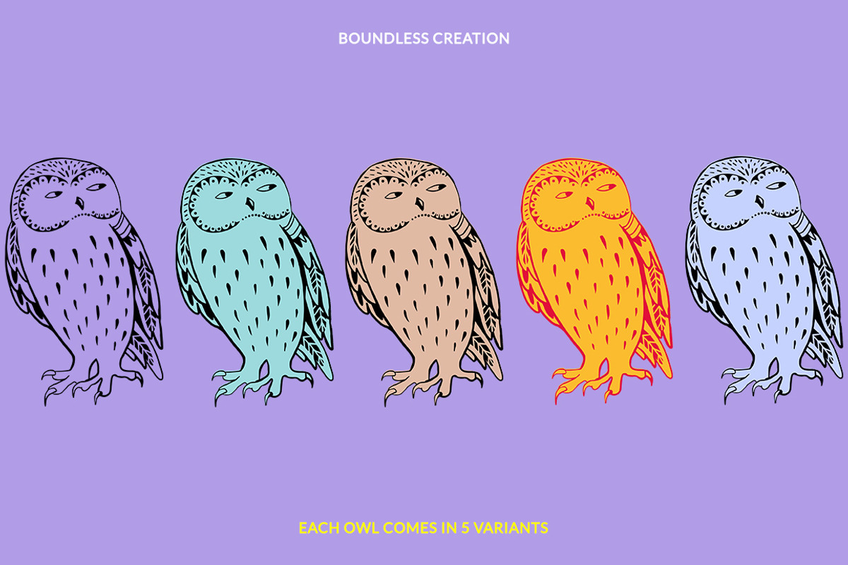 Colorful owls: Seamless pattern, an Animal Illustration by Volga_Store (Photo 5 of 10)