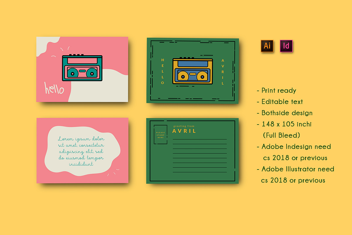 Cassette Postcard, a Card Template by Meknya (Photo 3 of 3)