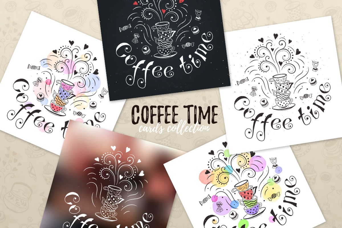 Coffee time greeting cards design, an Object Graphic by Olly Molly