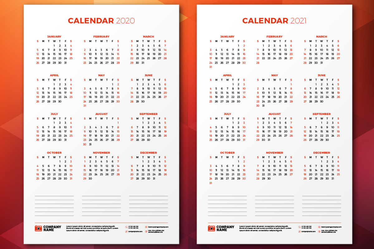 Wall Calendar 2020, a Stationery Template by AntartStock (Photo 6 of 6)