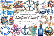 Watercolor Nautical Clipart, a Seasonal Illustration by designcity5 (Thumbnail 1 of 5)