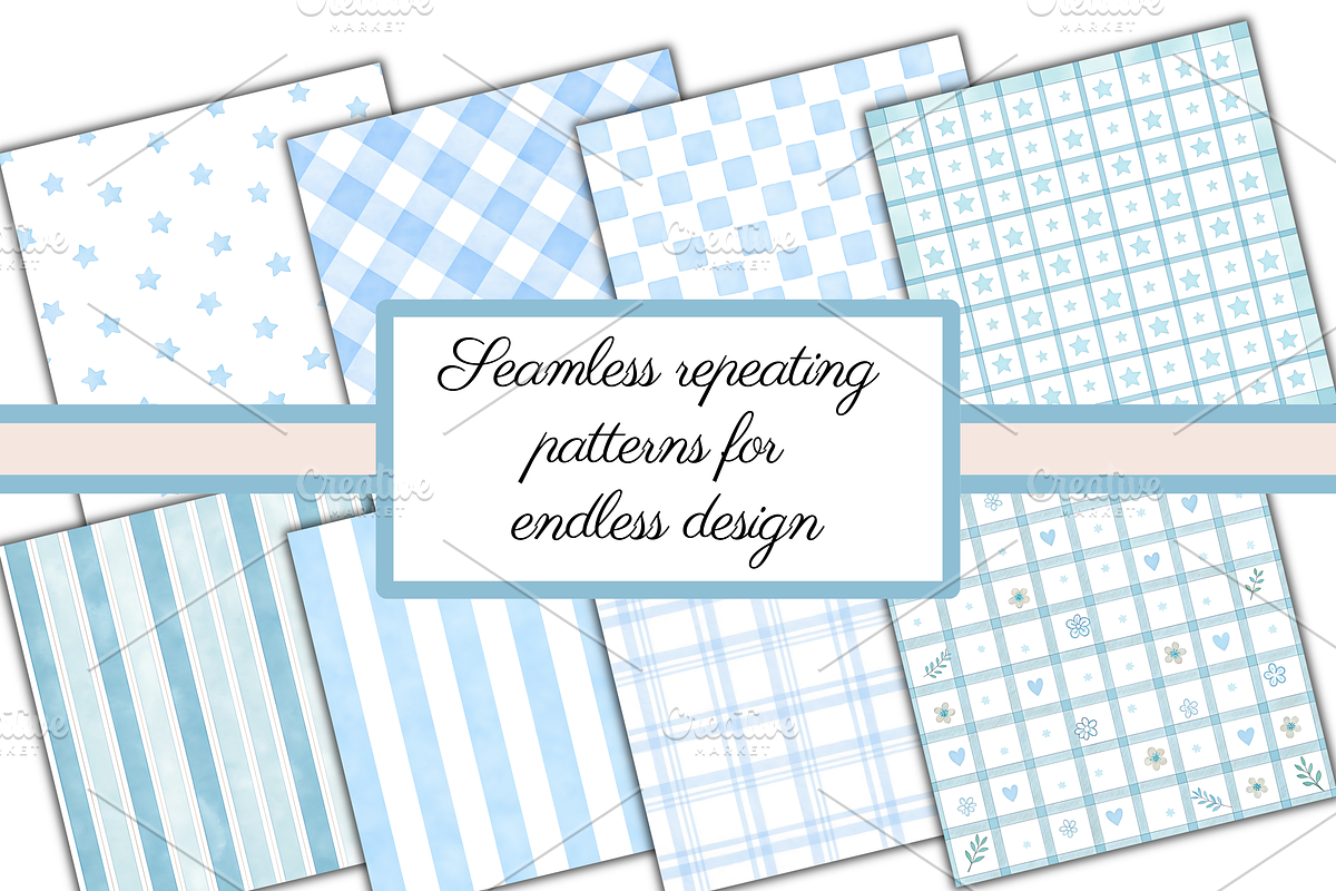 Blue Baby Shower Digital Paper, a Pattern Graphic by Neon Studio (Photo 4 of 6)