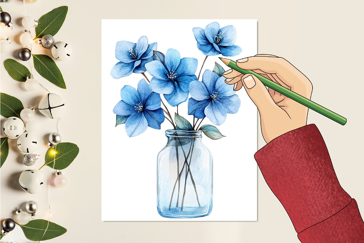 Watercolor Blue Planner Lover, a Seasonal Illustration by CitraGraphics (Photo 5 of 6)