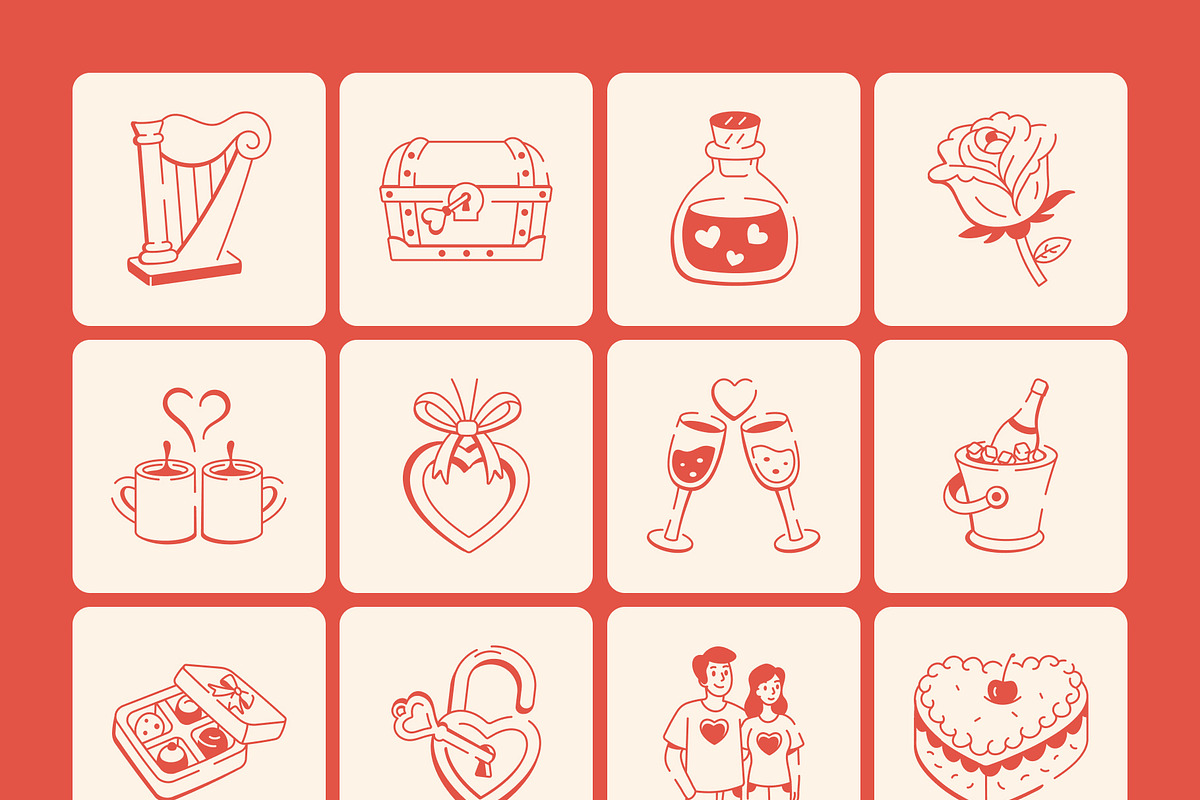 Love Doodles Set, an Outline Icon by Vectors Market (Photo 8 of 9)