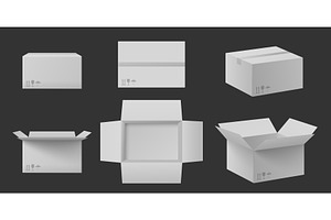 White Cardboard Box Mockup Set -