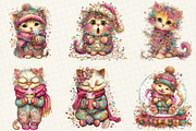 Whimsical Winter Cat Clipart, an Illustration by DreamCafeArt (Thumbnail 5 of 8)