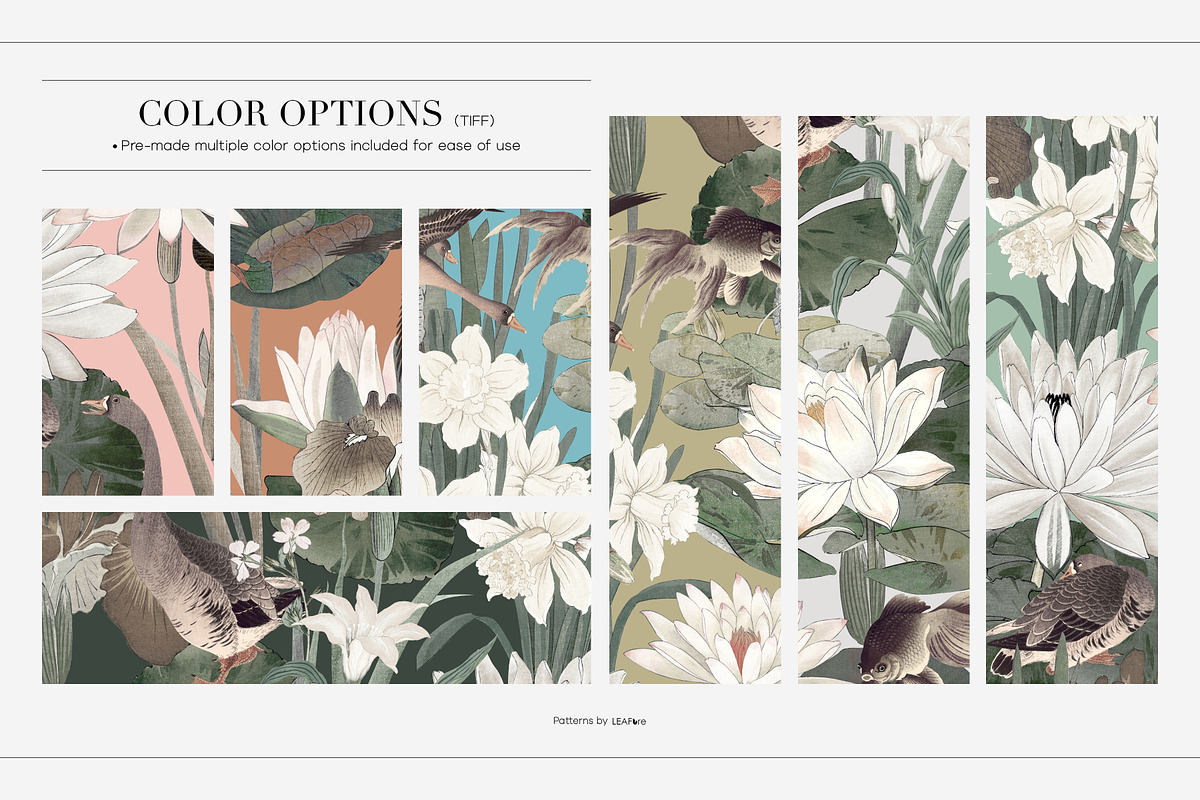 Lotus Serenity Vintage Patterns, a Pattern Graphic by LEAFure (Photo 2 of 11)