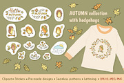 Cozy Autumn Hedgehog Collection, an Animal Illustration by Natali_Zhy (Thumbnail 1 of 6)