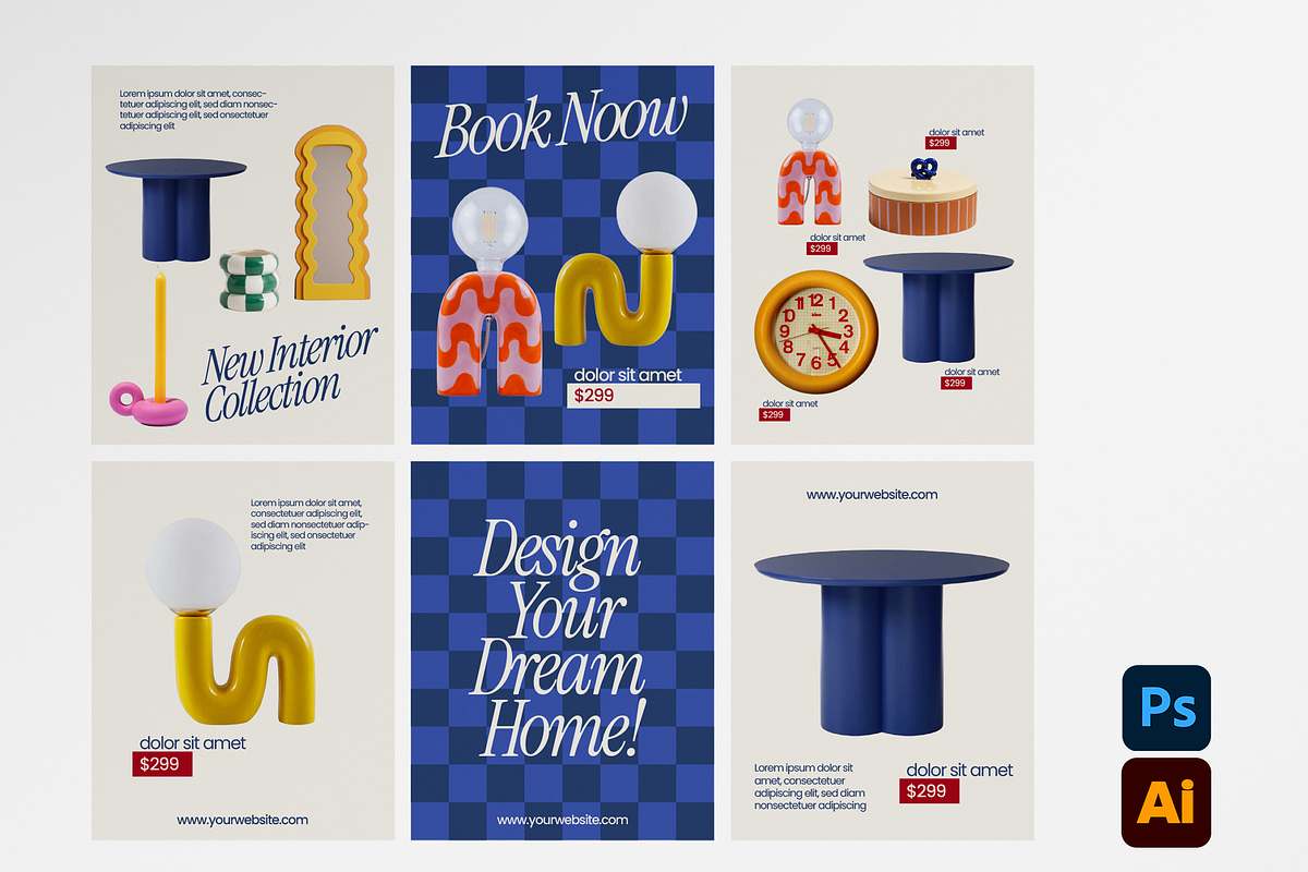 Interior Design Instagram Templates, a Social Media Template by GAZINEOGRAPHIC (Photo 3 of 6)