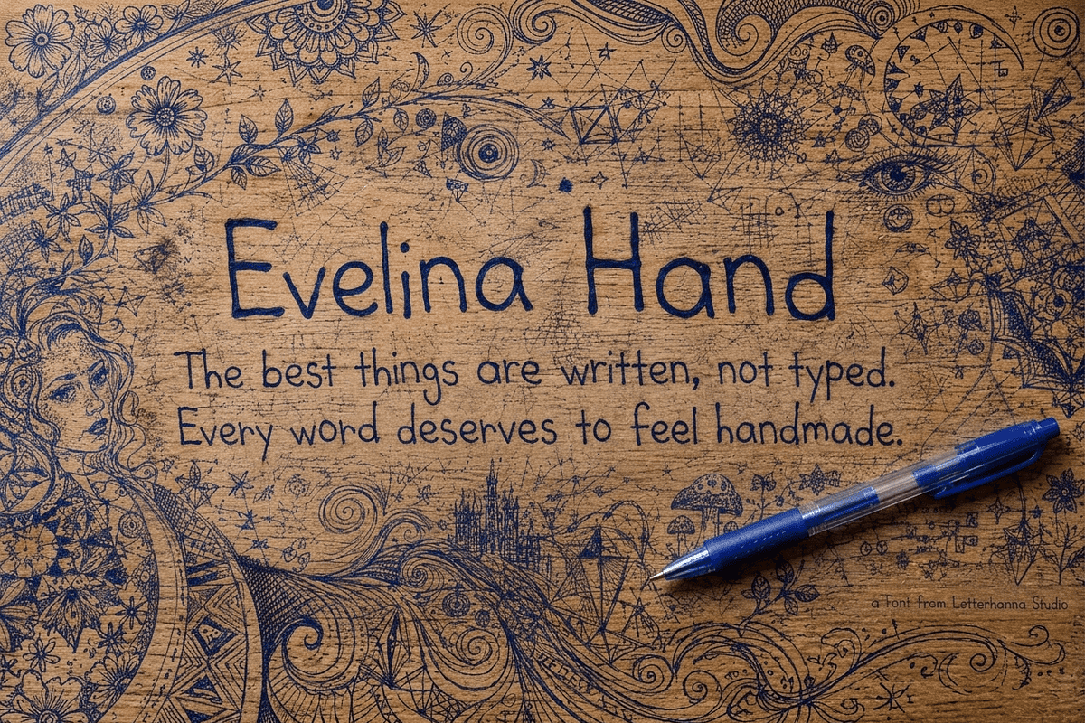 Evelina Hand Font, a Handwritten Font by Letterhanna Studio (Photo 1 of 9)