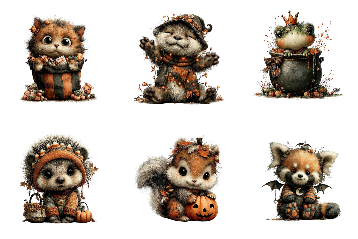 Cute Whimsical Halloween Clipart, a Seasonal Illustration by CreationArt (Photo 5 of 6)