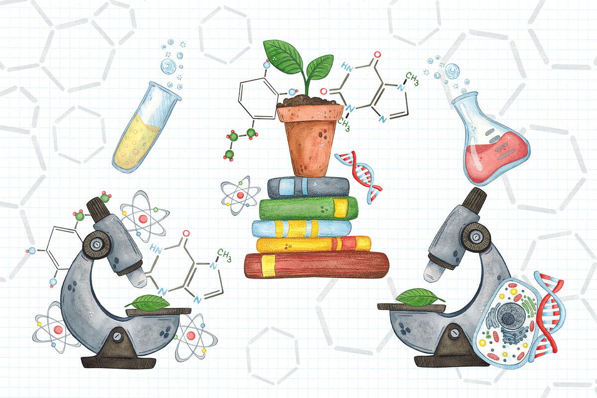 Science for kids watercolor clip art, an Object Illustration by DemiLena (Photo 11 of 18)