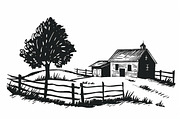 Farmhouse scene silhouette vector, an Icon by Amazin_art (Thumbnail 11 of 13)