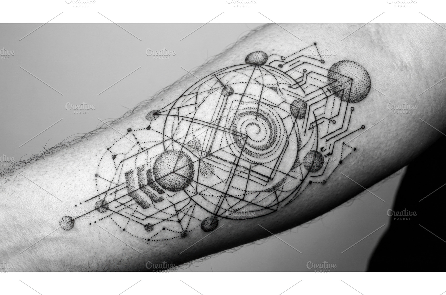 Geometric tattoo on arm represents, a Technology Photo by Igor Tichonow
