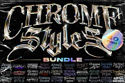 Chrome Text Styles Bundle - 50% OFF, a Layer Style Add-On by Hyperpix Productions (Thumbnail 1 of 47)