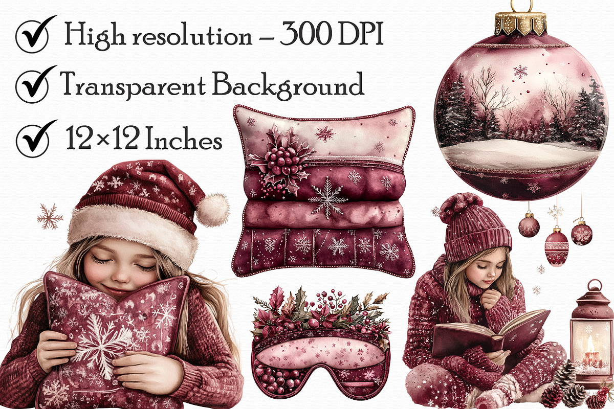 Watercolor Christmas Sleepover Clipa, an Illustration by Libby Wishes (Photo 5 of 7)
