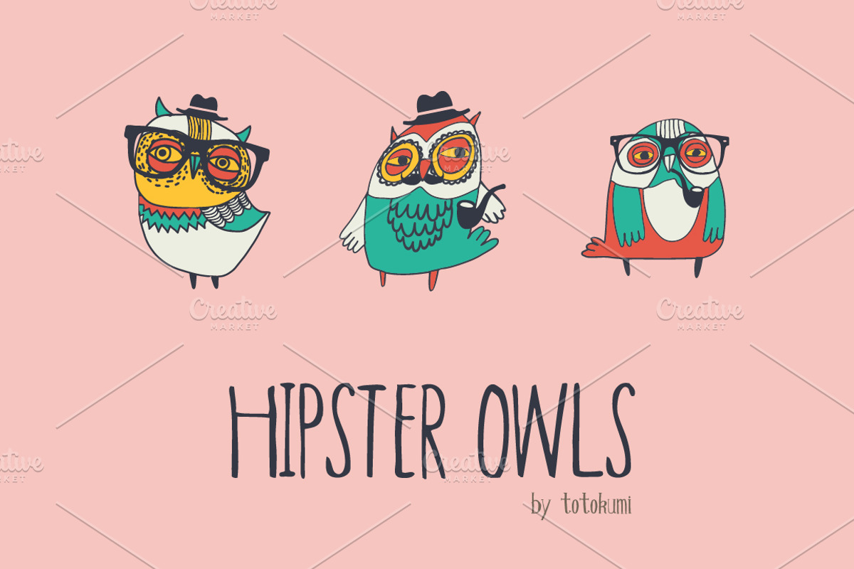 Hipster owls, an Illustration by totokumi (Photo 1 of 3)