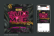 Neon Summer Party Flyer PSD, a Flyer Template by Corrella Design (Thumbnail 1 of 2)