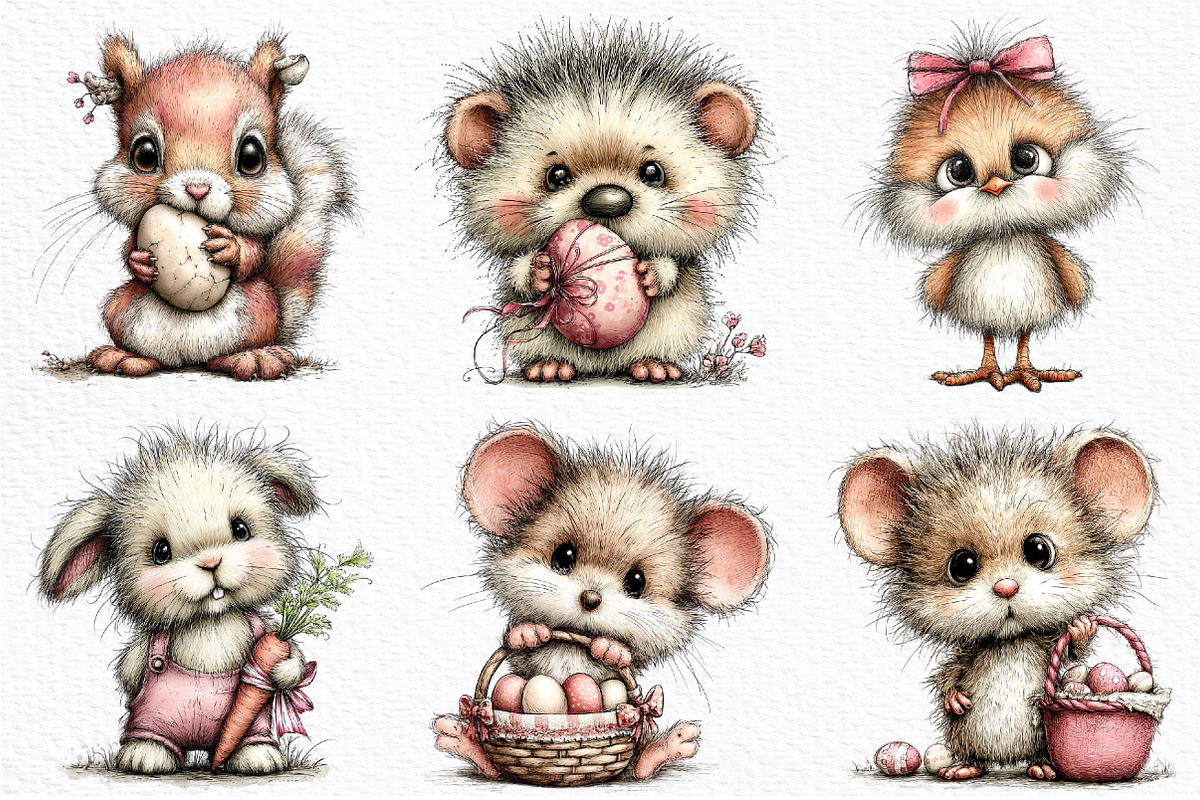 Whimsical Easter Animals Clipart PNG, an Illustration by Craft Nest (Photo 3 of 11)