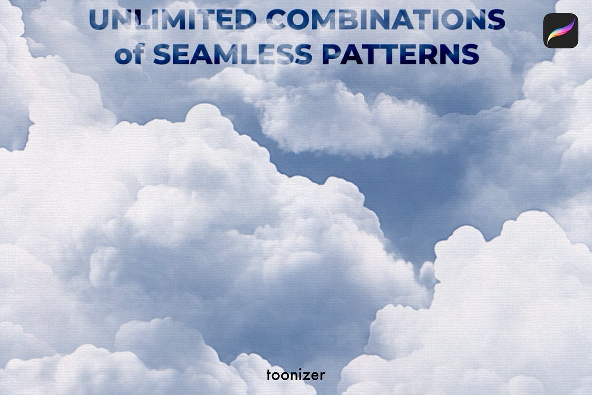 Seamless Cloud Brushes for Procreate, a Brush Add-On by Toonizer (Photo 3 of 4)