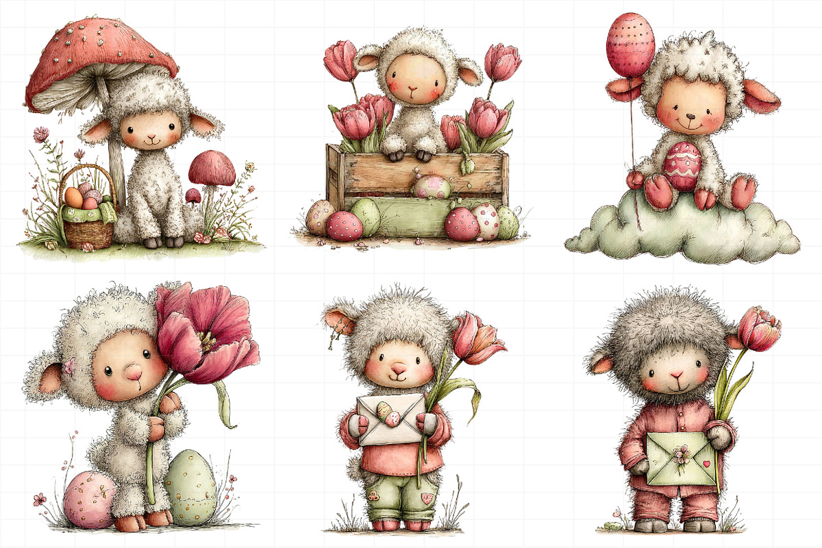 Whimsical Easter Lamb Clipart Png, an Illustration by Daily.Designs (Photo 6 of 8)