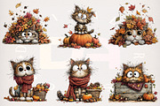 Watercolor Autumn Cat Clipart, a Transportation Illustration by Digital Artistic99 (Thumbnail 2 of 7)
