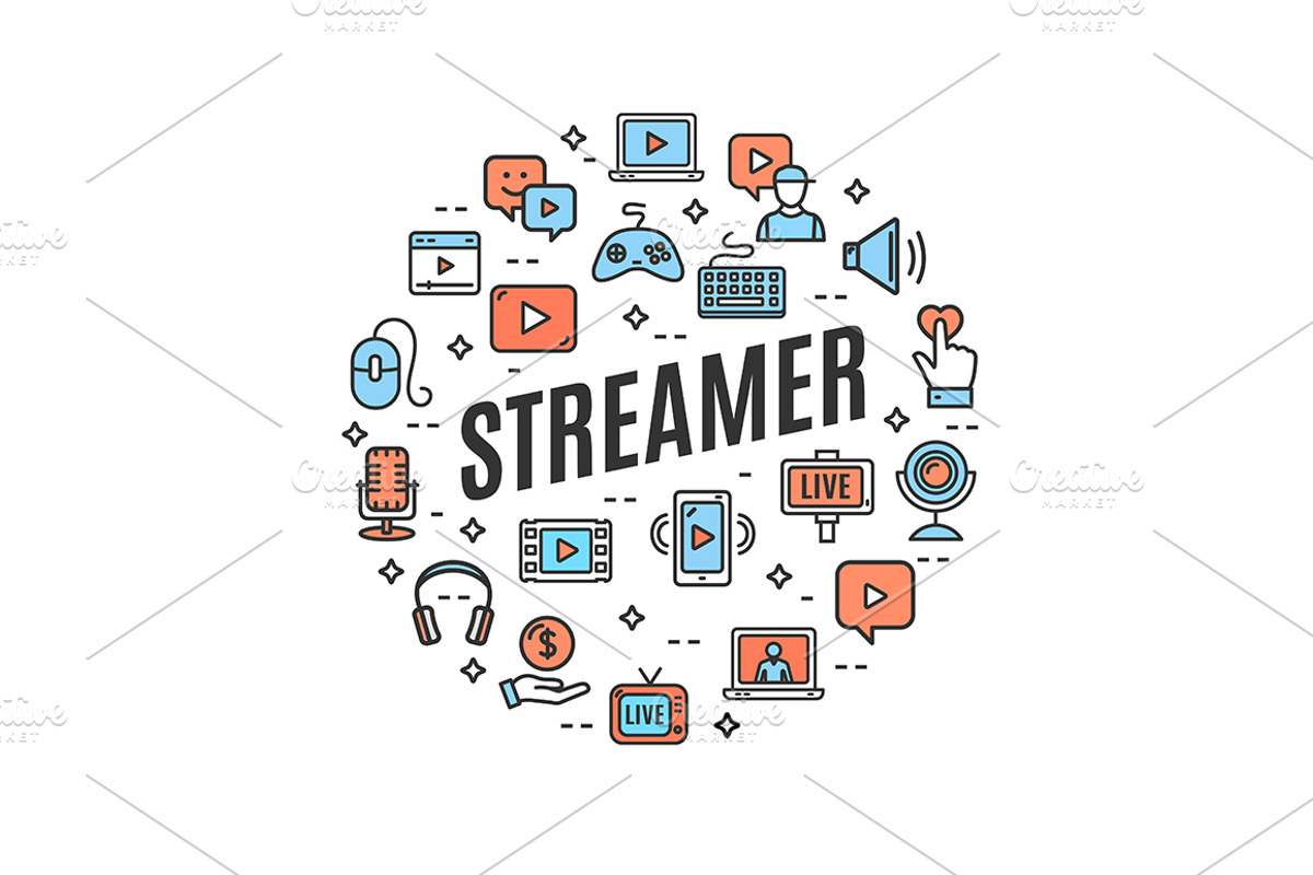 Live Streaming Concept with Icons., an Object Illustration by Vector and Templates (Photo 2 of 2)