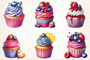 Watercolor Berry Cupcake Clipart, an Illustration by Rose Art (Thumbnail 3 of 4)
