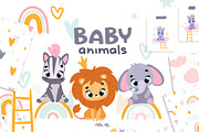 Baby animals and rainbow. clipart, an Animal Illustration by tata_ota (Thumbnail 1 of 13)
