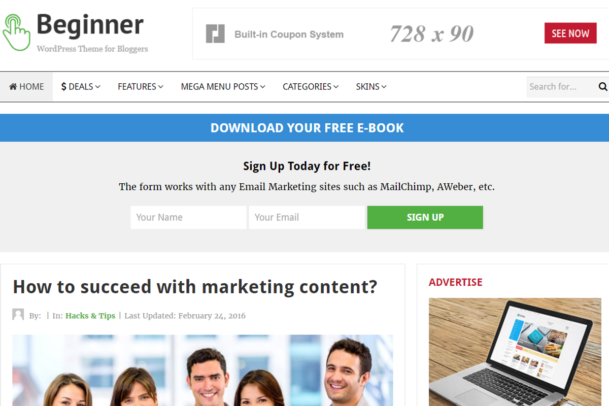 Beginner WordPress Theme, a WordPress Template by Theme Junkie
