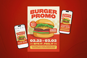 Burger Promotion Flyer Set, a Flyer Template by The Good Store