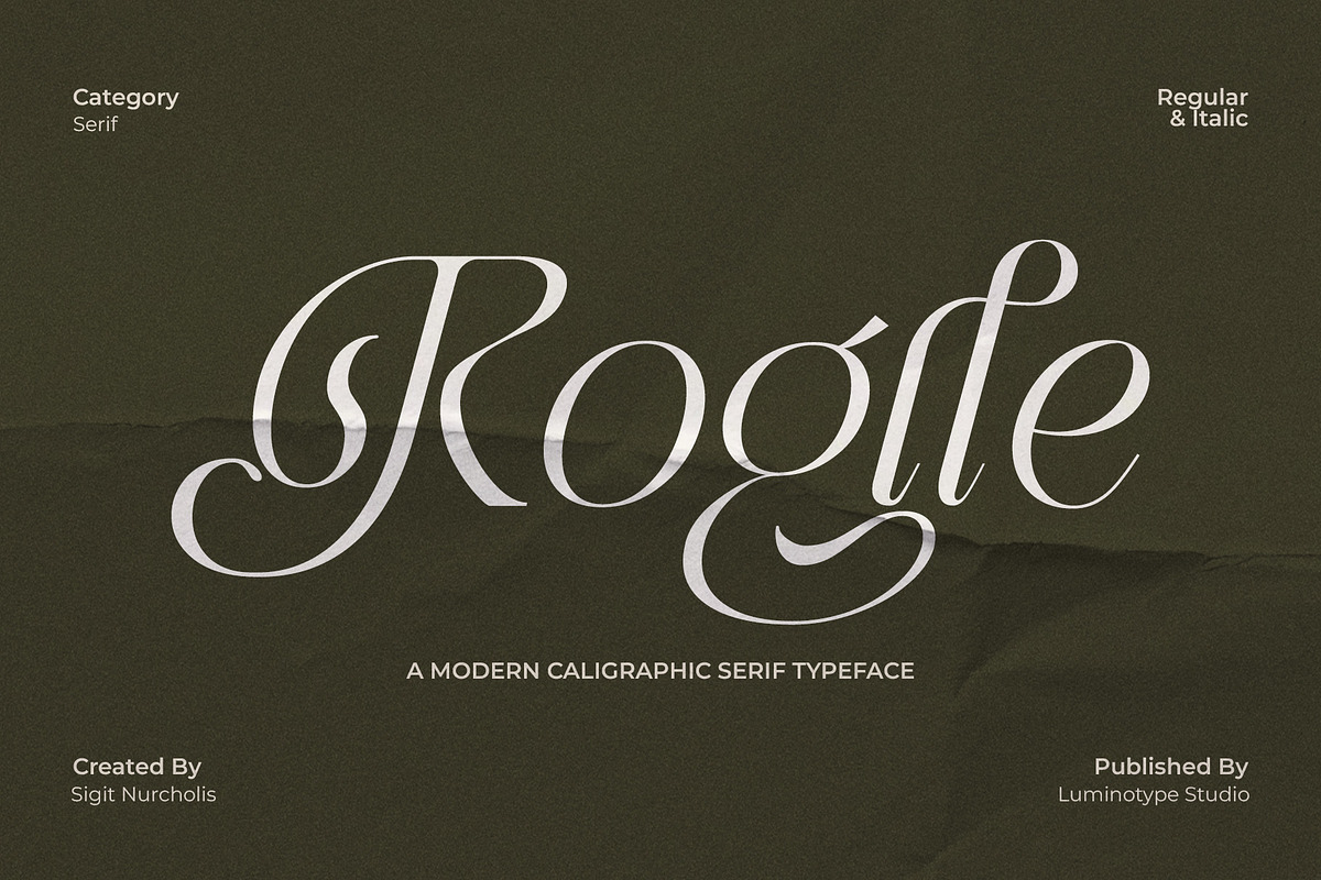 LT Rogile - Modern Serif Typeface, a Serif Font by Luminotype (Photo 1 of 20)
