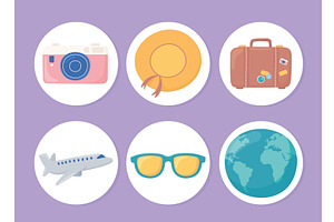 travel cartoon set, an Object Illustration by studiogstock