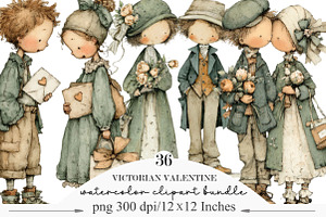 Victorian Valentine Bundle Clipart, an Illustration by Designking