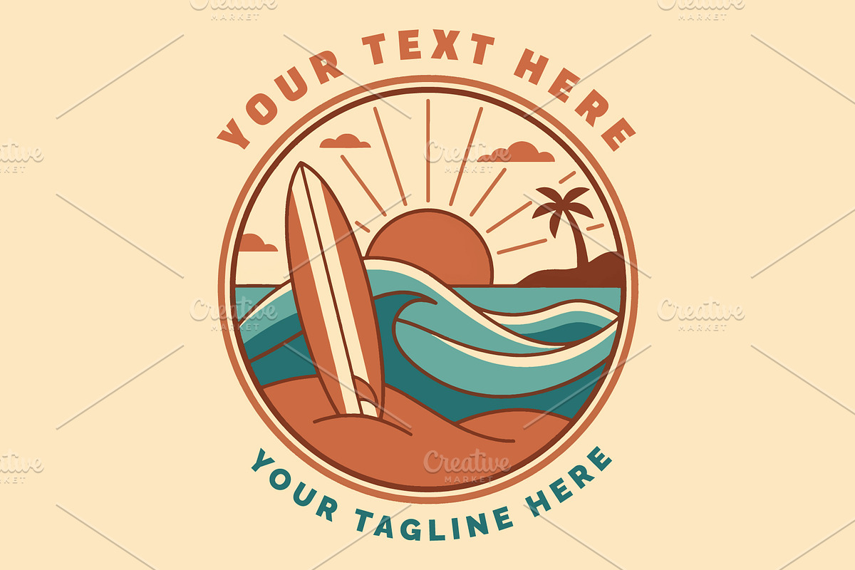 Surfboard sticking out of the sand, an Object Illustration by nandinigraphics (Photo 2 of 3)