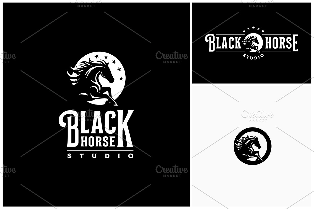 Black Horse Equine Stallion Logo, a Branding & Logo Template by Enola99d