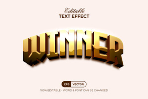 Winner Gold Text Effect Curved Style