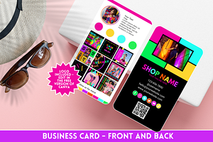 Neon QR Business Card Template