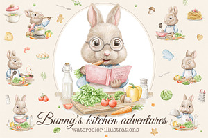 Bunny's kitchen adventures, an Animal Illustration by Mimomy