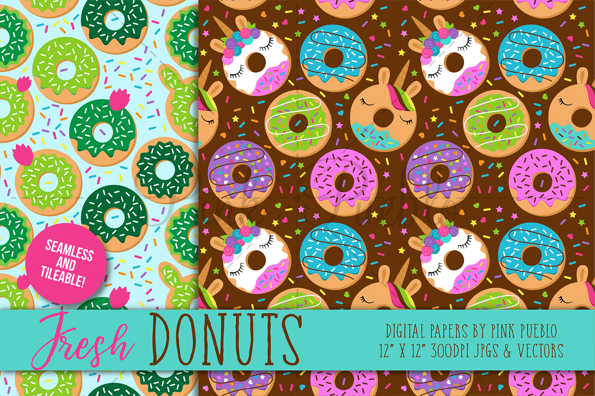 Seamless Donut Backgrounds, a Pattern Graphic by PinkPueblo (Photo 3 of 3)