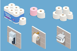 Isometric set of toilet paper rolls, an Object Illustration by Golden Sikorka