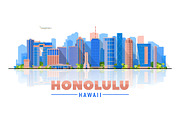 Honolulu Hawaii skyline illustration, an Illustration by Sky and glass (Thumbnail 3 of 6)