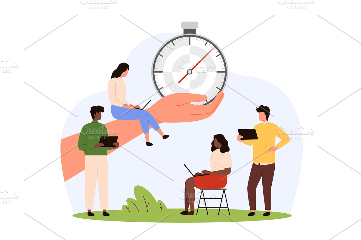 Time management, human hand holding, a Person Illustration by Flashvector