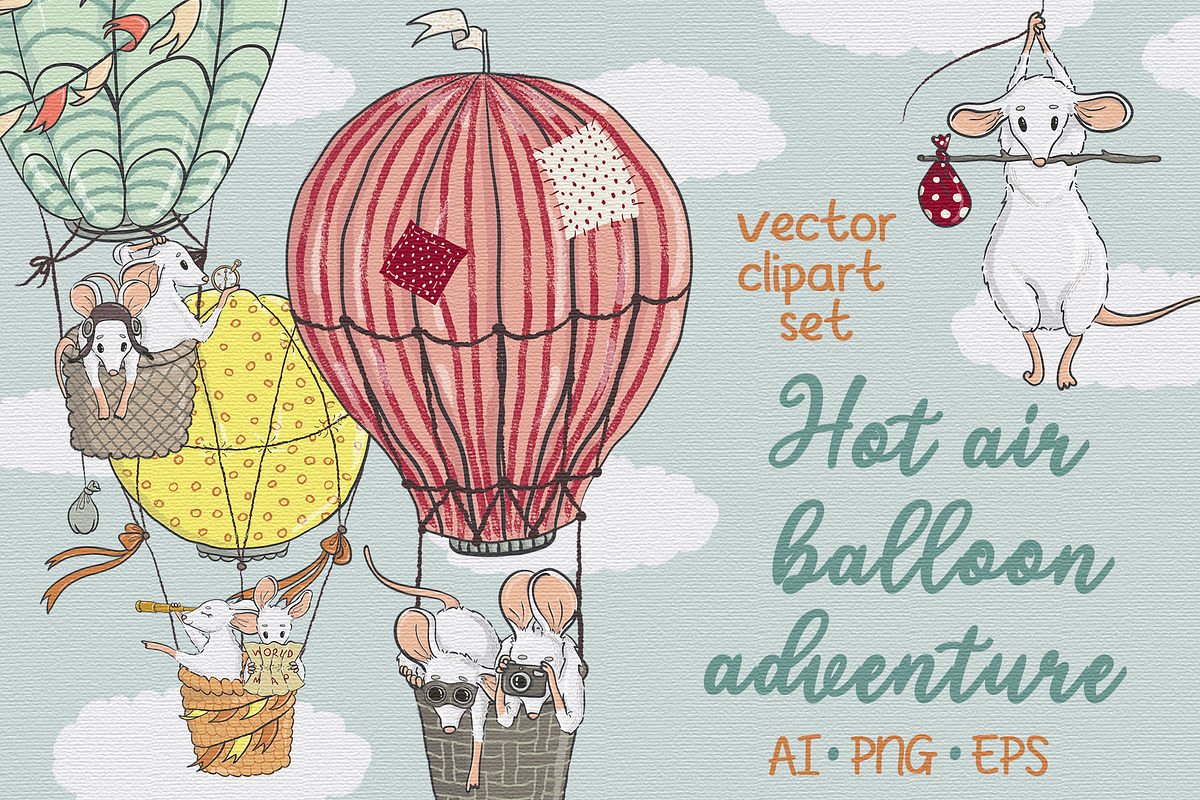 Hot air balloon vector clipart, an Object Graphic by Trinibis (Photo 1 of 3)